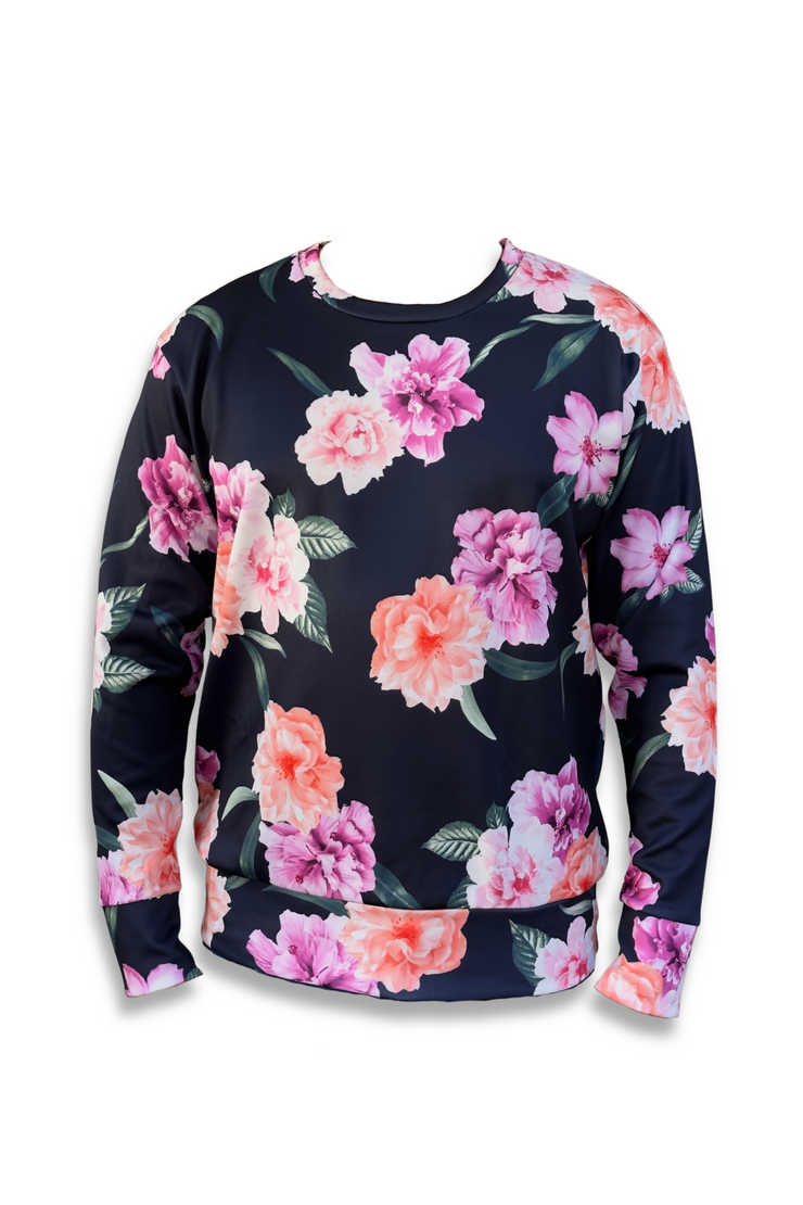 SUÉTER FLORAL AZUL MARINO